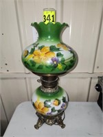21" TALL GREEN FLORAL GWTW LAMP