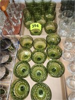 2 FLATS GREEN GLASSWARE ITEMS