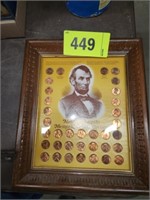 FRAMED ABE LINCOLN MEMORIAL COIN COLLECTION
