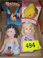 4 DOLL HEADS- PILLOW DOLLS- CABBAGE PATCH LIKE