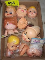 LOT VARIOUS DOLL HEADS- FACES