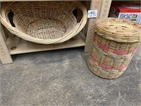 WICKER LAUNDRY BASKET & WICKER BASKET W/ LID