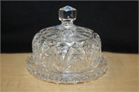 HEAVY GLASS COVERED BUTTER DISH