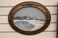OVAL FRAMED PAINTING OF WINTER