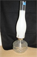 CLEAR GLASS OIL LAMP WITH FROSTED CHIMNEY