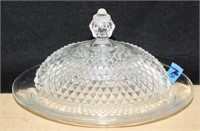 CLEAR GLASS COVERED BUTTER DISH