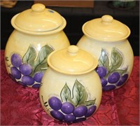 SET OF 3 FRUIT MOTIFF CANISTER SET