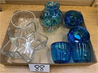 COBALT BLUE GLASS SALTS - BLOWN GLASS VASE - MORE