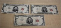 SELECTION OF RED SEAL $5 BILLS