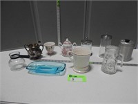 Glass canisters, espresso server, mugs (face one i