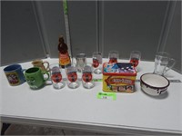 Coca-Cola  glasses, Hershey's bowl, syrup bottle,
