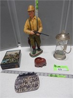 Hunter statue, candleholder, trinket box, small tr