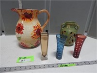 Large pitcher, vases