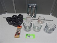 Pyrex cups, creamer, measuring cup, jello mold, sa