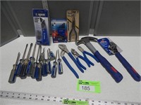 Box of tools, (most are new), includes screwdriver