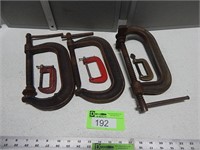 3 Larger and 3 smaller "C" clamps
