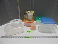 Box full of food storage containers, some are Tupp