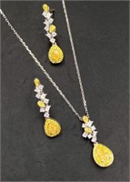 Natural Yellow Diamond 18Kt Gold Jewelry Set