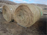 4 Bales first crop grassy hay; stored inside; appr