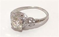 1.12 carat Diamond Platinum Art Deco Ring