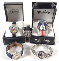 Five Mickey Mouse Wrist Watches (All Work)