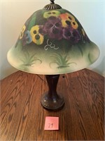 Lamp with painted glass lampshade 
24" H
Shade