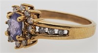 10 Kt. Gold Tanzanite & Diamond Ring