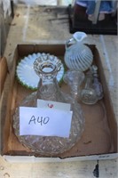 Misc lot of collectibles-Large decanter etc.