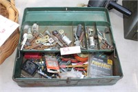 Vintage Metal toolbox with contents