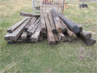Approx 28 Railroad Ties & 6 Round Posts