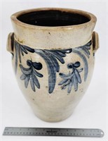 Antique 3 Gal Salt Glaze Decorated Stoneware Crock
