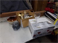 12-piece stemware and box of misc.
