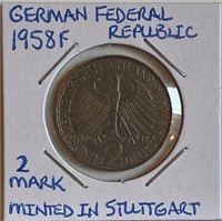 1958F Germany 2 mark - Stuttgart