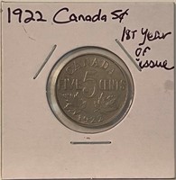 1922 Canada 5 cents - first year type