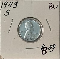 US 1943S steel wheat cent