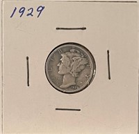 US 1929 silver Mercury dime
