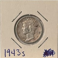 US 1943S silver Mercury dime