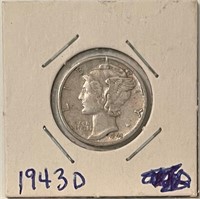 US 1943D silver Mercury dime
