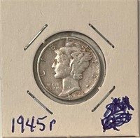 US 1945 silver Mercury dime