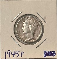 US 1945 silver Mercury dime