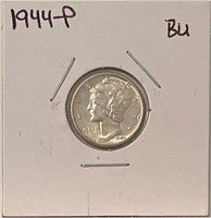 US 1944 BU silver Mercury dime