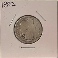 US 1892 silver Barber quarter