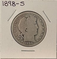 US 1898S silver Barber half dollar