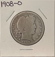 US 1908D silver Barber half dollar