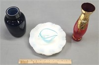 Art Glass Vase; Plates & Lot Collection