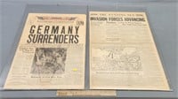 World War II Newspaper Headlines Lot
