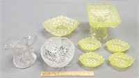 EAPG Canary Yellow Glass & Cut Glass Lot