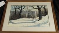 Scott Hartley '86, Snow Birch Road, Watercolor