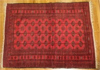 Red Hand Knotted Turkish Kilim Rug