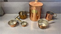 COPPER CANISTER AND MEASURING CUPS